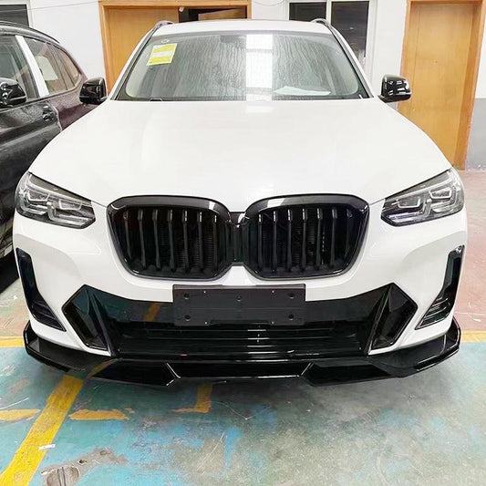BMW G01 X3 IX3 G02 X4 LCI V Style Gloss Black Front Splitter 22-Present-Carbon Factory