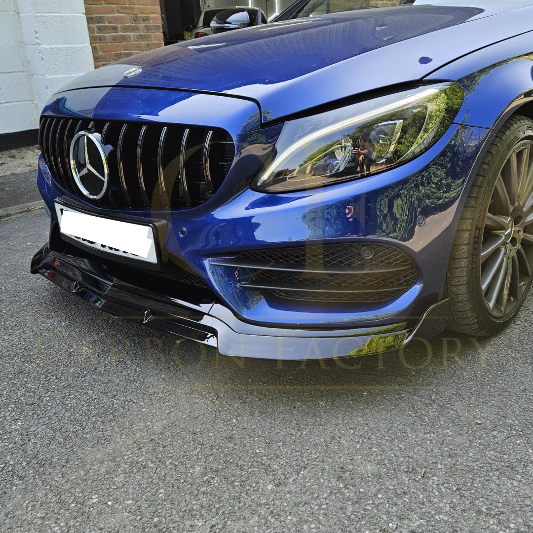 Brabus 2 Style Gloss Black Front Splitter for Mercedes Benz W205 C Class 15-18-Carbon Factory