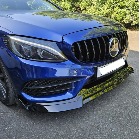 Brabus 2 Style Gloss Black Front Splitter for Mercedes Benz W205 C Class 15-18-Carbon Factory