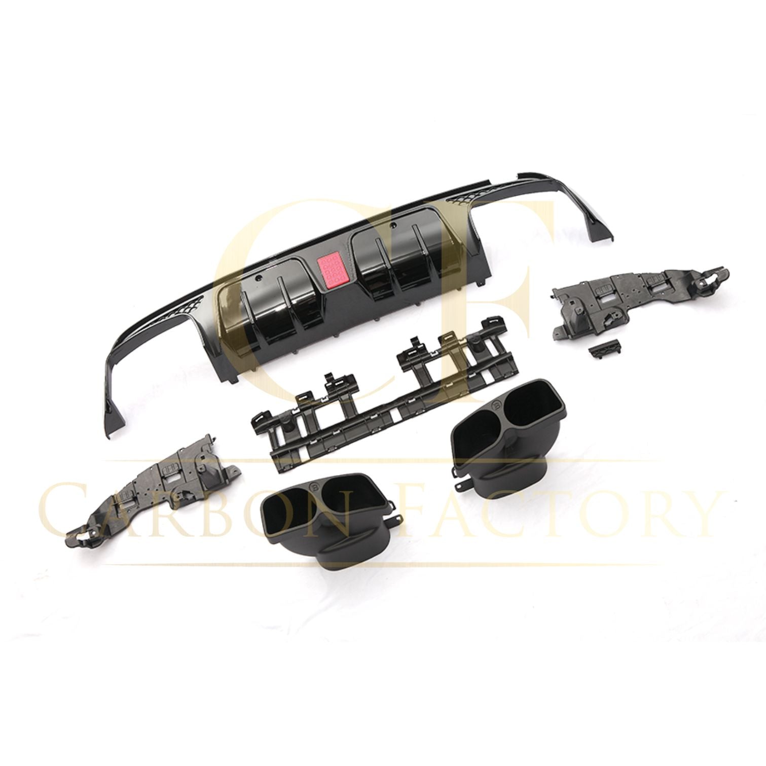 Brabus Style Gloss Black Rear Diffuser & Exhaust Tips for Mercedes Benz W205 C Class & C63 Saloon 15-21-Carbon Factory