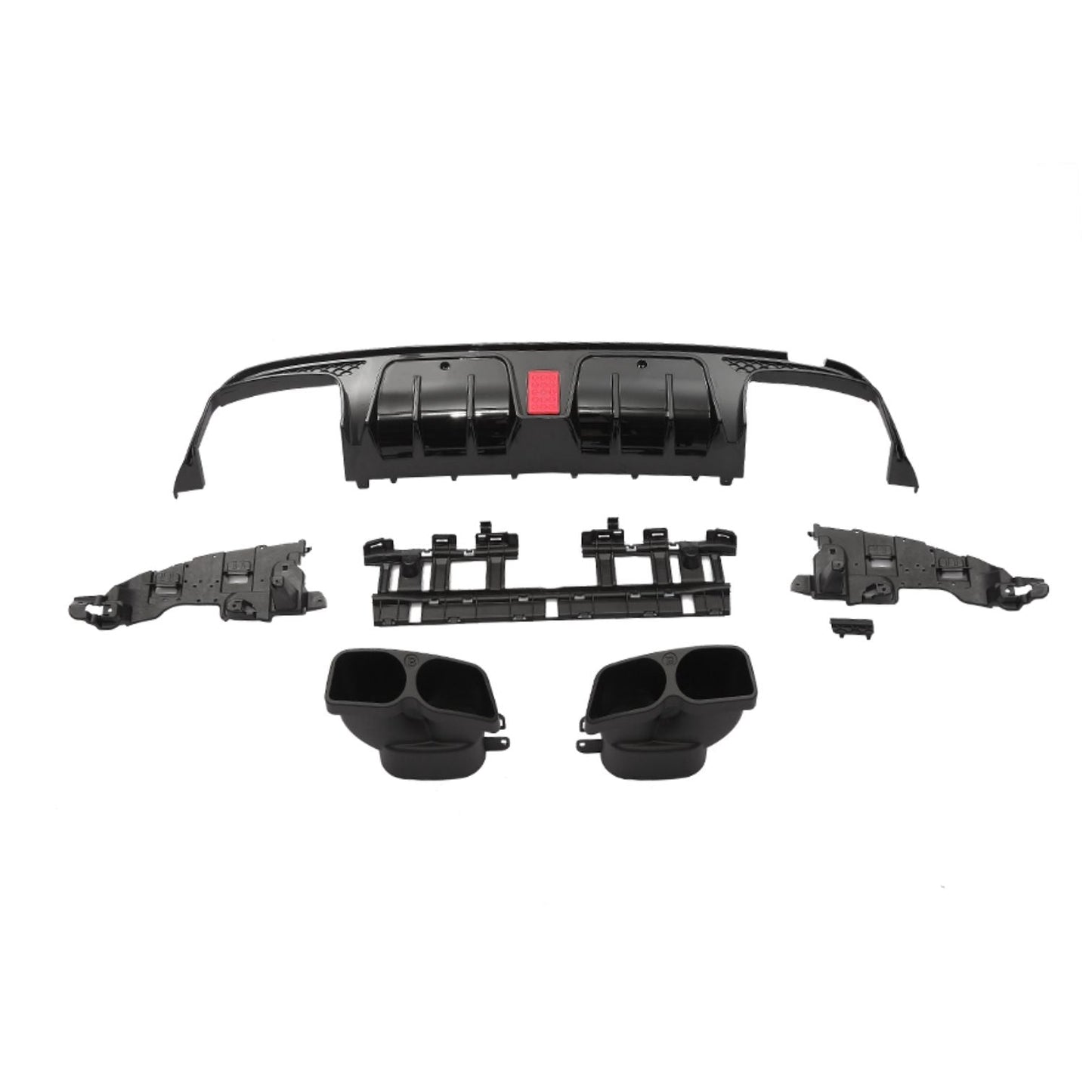 Brabus Style Gloss Black Rear Diffuser & Exhaust Tips for Mercedes Benz W205 C Class & C63 Saloon 15-21-Carbon Factory