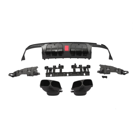Brabus Style Gloss Black Rear Diffuser & Exhaust Tips for Mercedes Benz W205 C Class & C63 Saloon 15-21-Carbon Factory