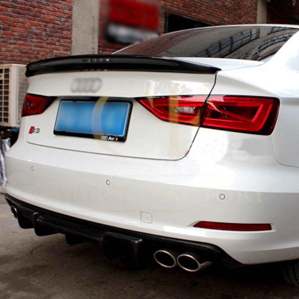 C Style Carbon Fibre Boot Spoiler for Audi A3 S3 RS3 Saloon 13-20-Carbon Factory