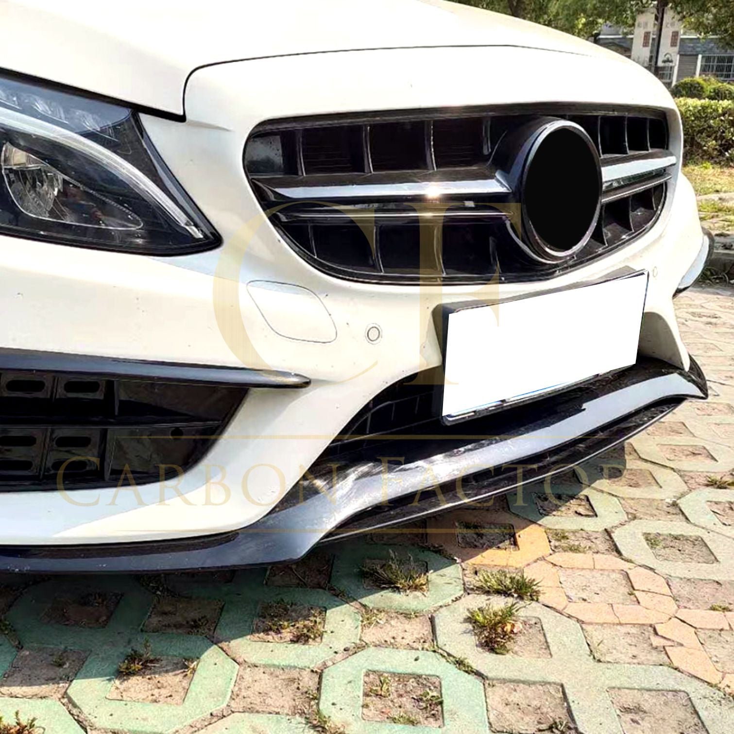 C43 Style Gloss Black Front Splitter for Mercedes Benz W205 C Class 15-18-Carbon Factory