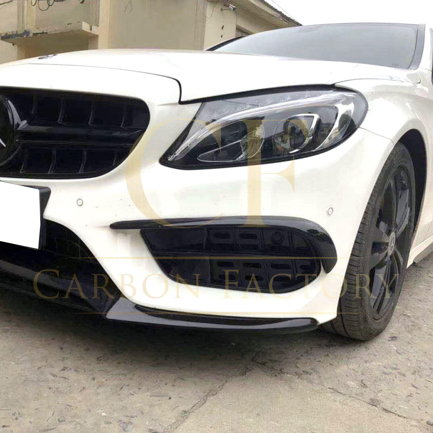 C43 Style Gloss Black Front Splitter for Mercedes Benz W205 C Class 15-18-Carbon Factory
