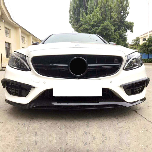 C43 Style Gloss Black Front Splitter for Mercedes Benz W205 C Class 15-18-Carbon Factory