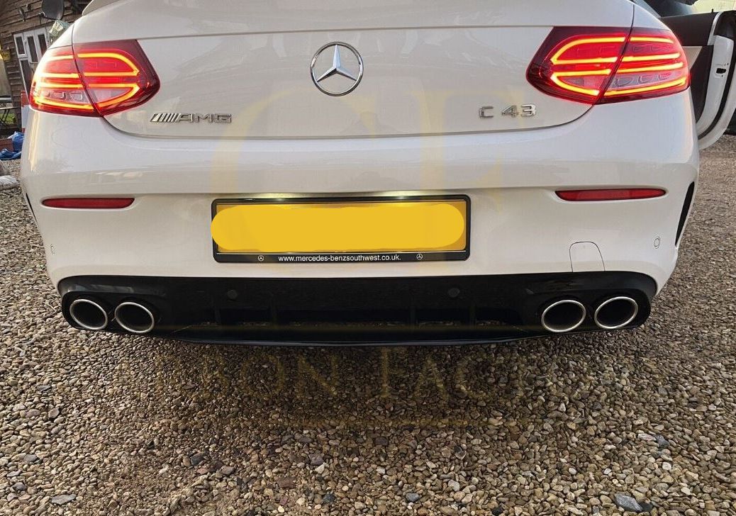 C43 Style Gloss Black Rear Diffuser & Exhaust Tips for Mercedes Benz W205 C Class 15-21-Carbon Factory