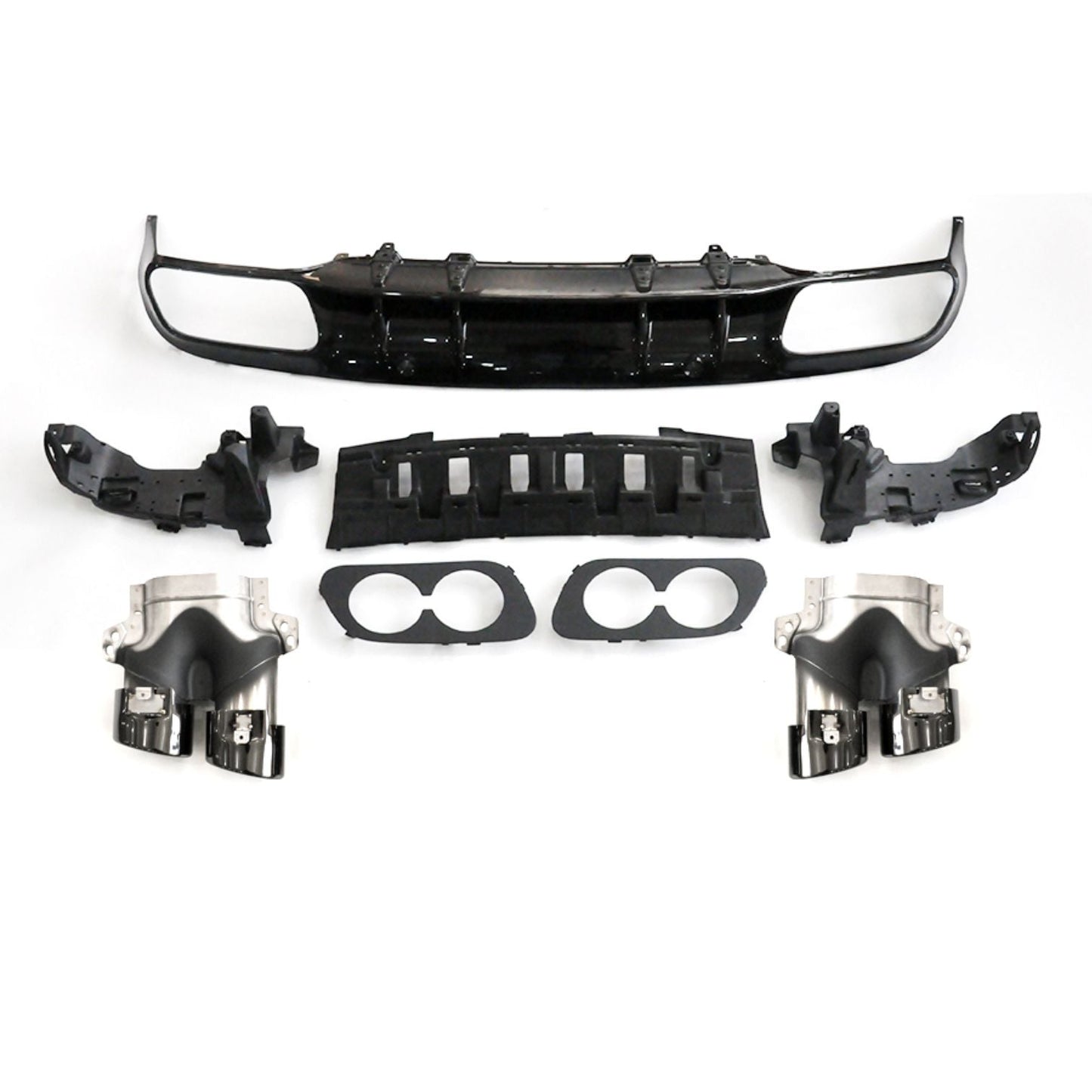 C43 Style Gloss Black Rear Diffuser & Exhaust Tips for Mercedes Benz W205 C Class 15-21-Carbon Factory
