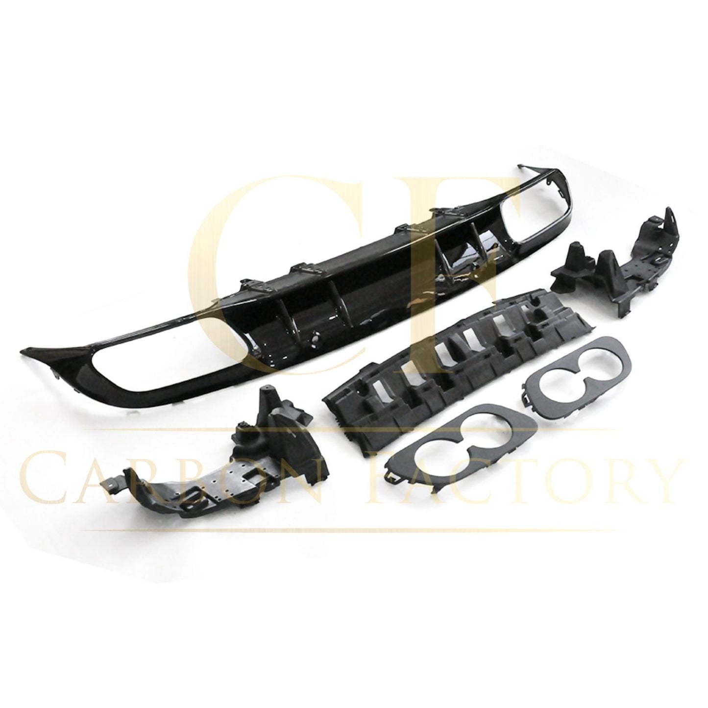 C43 Style Gloss Black Rear Diffuser & Exhaust Tips for Mercedes Benz W205 C Class 15-21-Carbon Factory