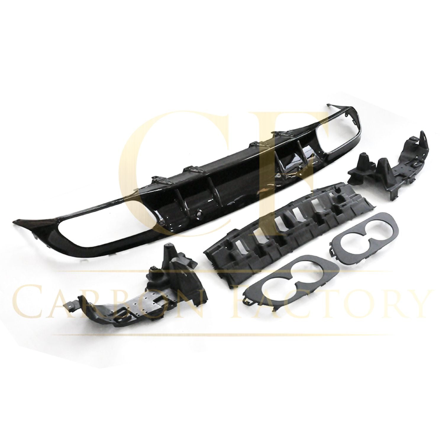 C43 Style Gloss Black Rear Diffuser & Exhaust Tips for Mercedes Benz W205 C Class 15-21-Carbon Factory