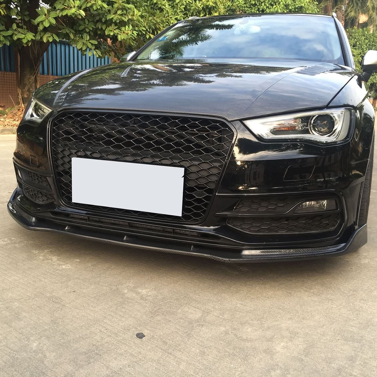 CF Style Carbon Fibre Front Splitter for Audi A3 Hatchback S Line & S3 13-15 - Carbon Factory