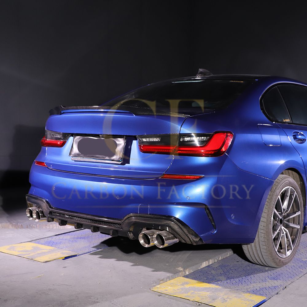 CF Style Carbon Fibre Rear Diffuser for BMW 3 Series G20 G21 Pre-LCI M Sport 19-22-Carbon Factory