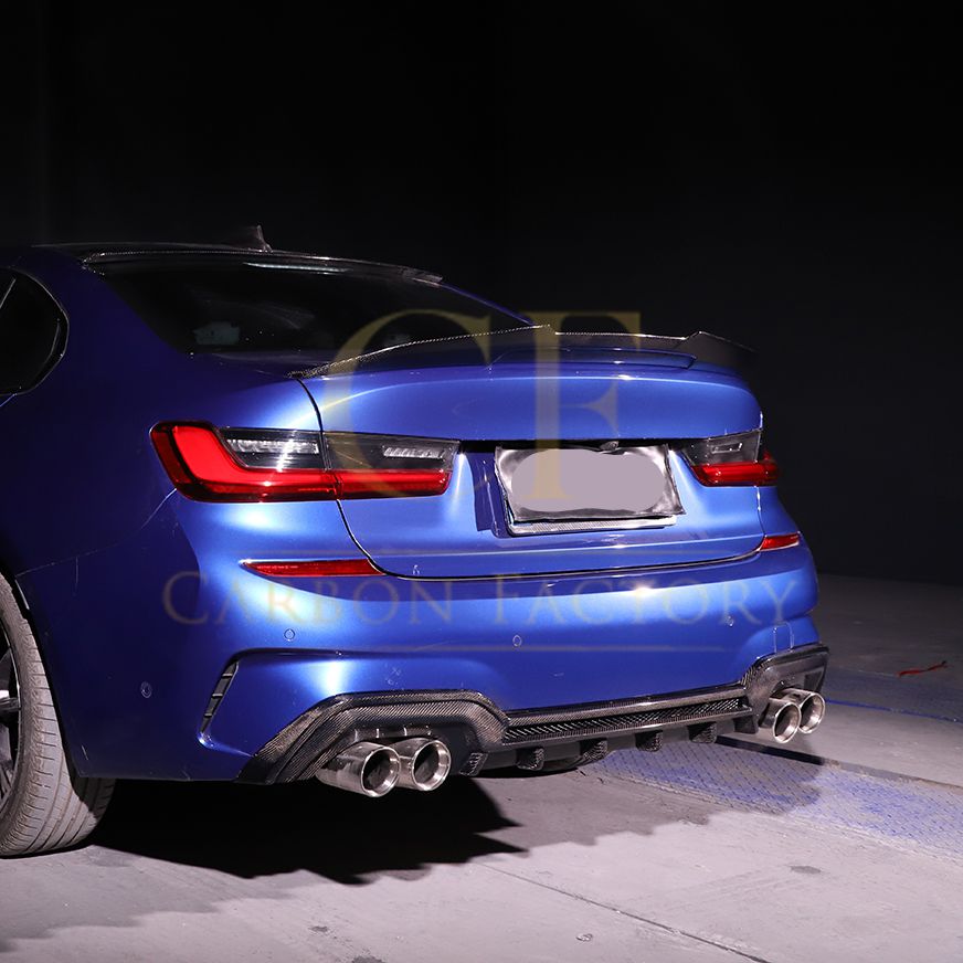 CF Style Carbon Fibre Rear Diffuser for BMW 3 Series G20 G21 Pre-LCI M Sport 19-22-Carbon Factory