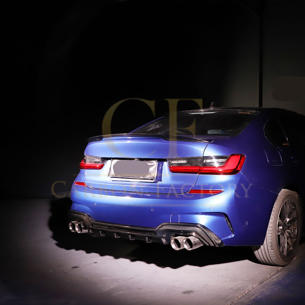 CF Style Carbon Fibre Rear Diffuser for BMW 3 Series G20 G21 Pre-LCI M Sport 19-22-Carbon Factory