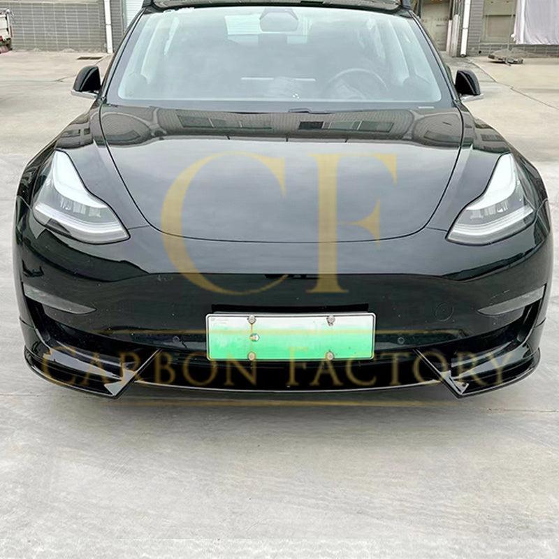 CF Style Gloss Black Front Splitter for Tesla Model 3 16-23-Carbon Factory