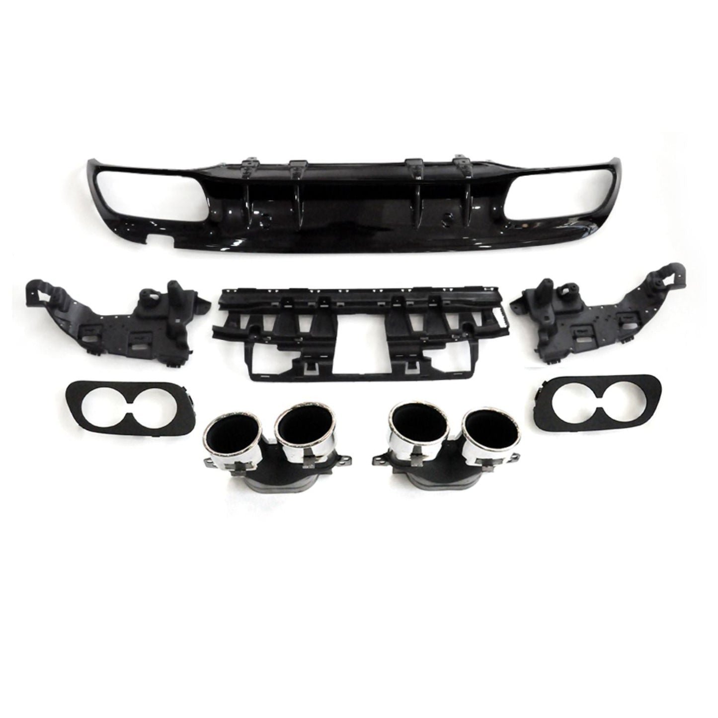 CF Style Gloss Black Rear Diffuser & Exhaust Tips for Mercedes Benz W205 C Class & C63 Saloon & Estate 15-21-Carbon Factory