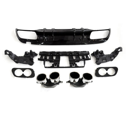 CF Style Gloss Black Rear Diffuser & Exhaust Tips for Mercedes Benz W205 C Class & C63 Saloon & Estate 15-21-Carbon Factory