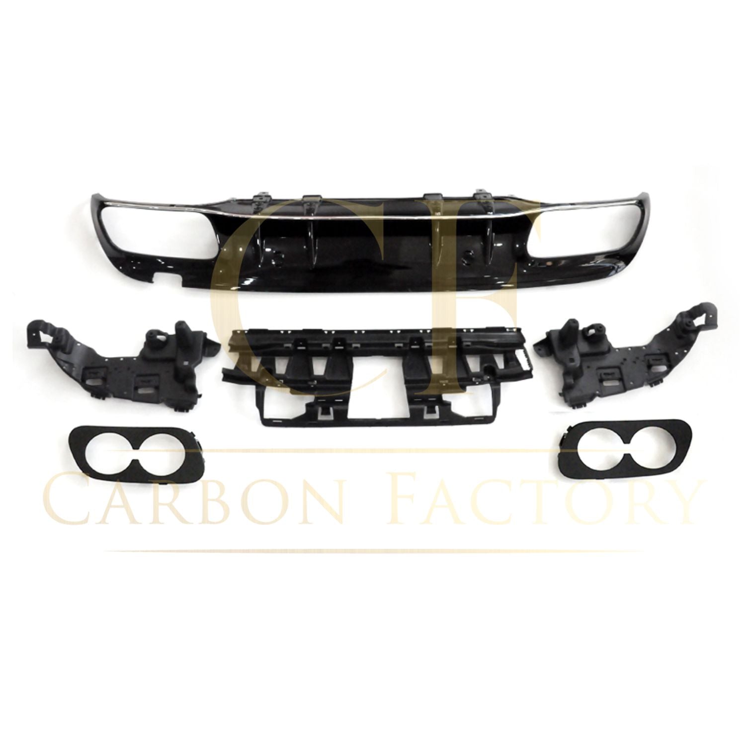 CF Style Gloss Black Rear Diffuser & Exhaust Tips for Mercedes Benz W205 C Class & C63 Saloon & Estate 15-21-Carbon Factory