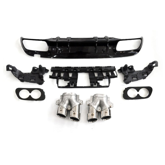 CF Style Gloss Black Rear Diffuser & Exhaust Tips for Mercedes Benz W205 C Class & C63 Saloon & Estate 15-21-Carbon Factory