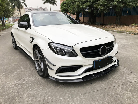 CS Style Carbon Fibre Front Splitter for Mercedes W205 C63 C63s 4 Door 15-21-Carbon Factory