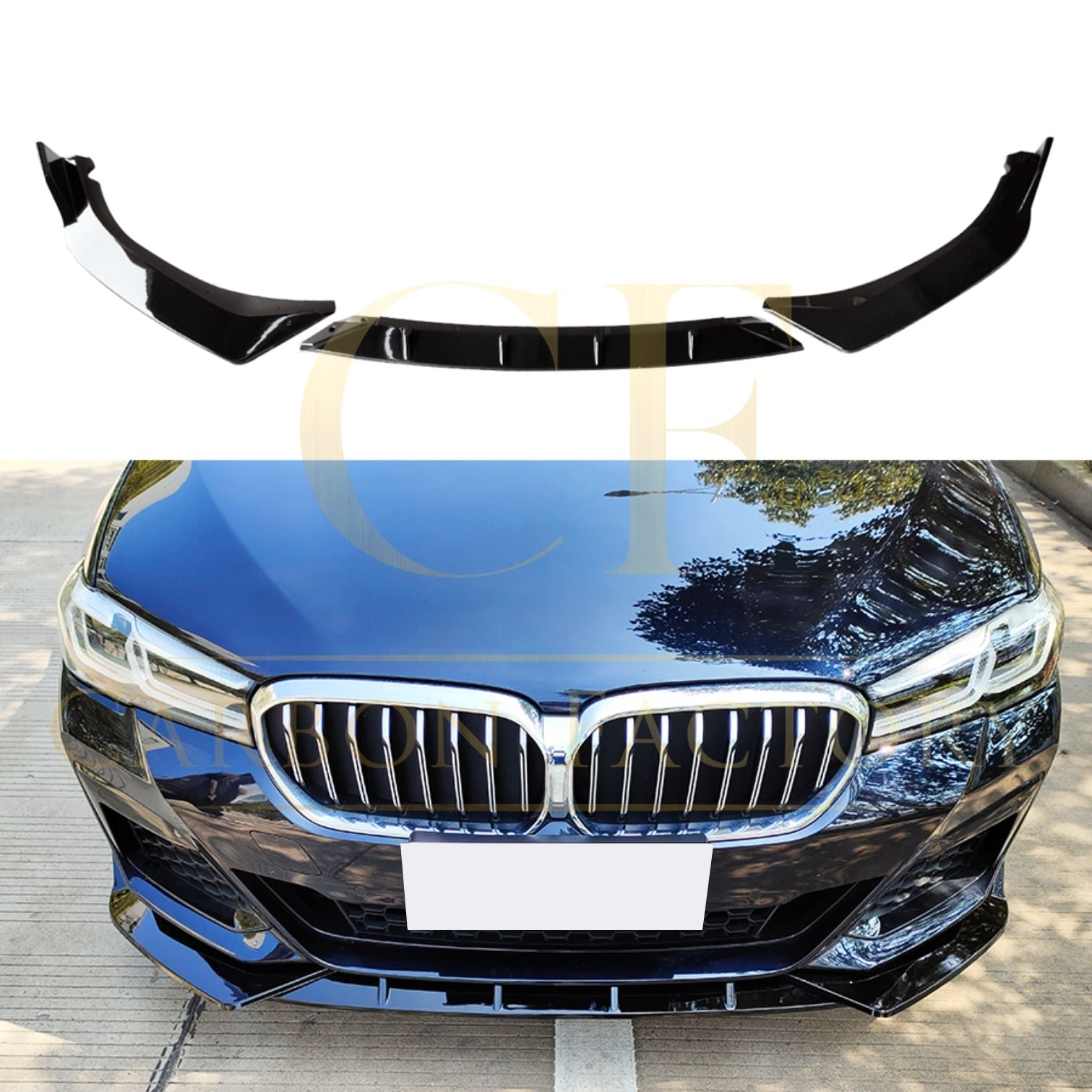 CS Style Gloss Black Front Splitter for BMW G30 G31 5 Series LCI 21-24-Carbon Factory