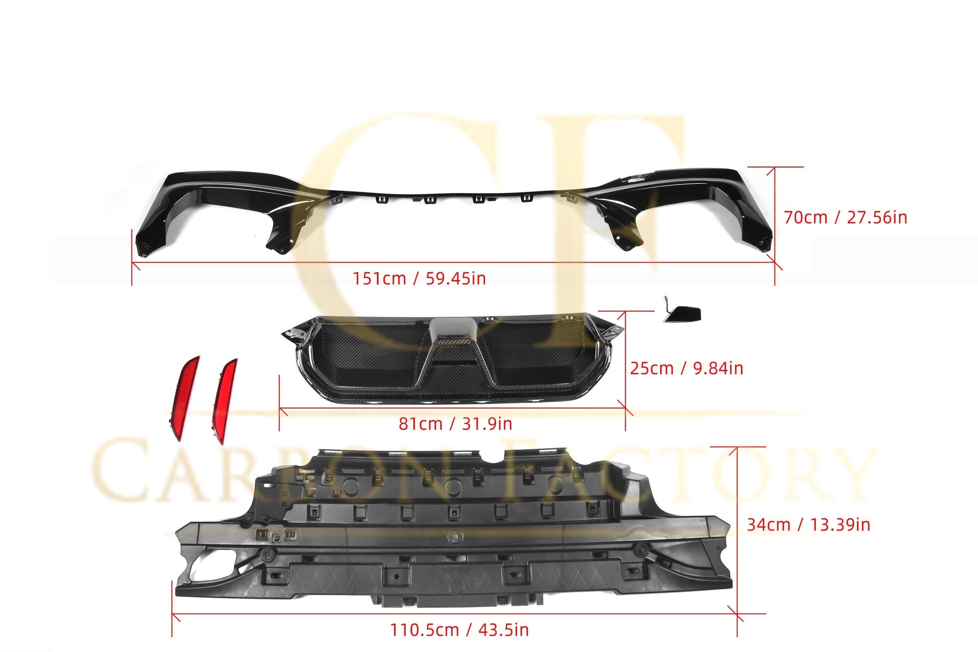 CS Style Pre-Preg Carbon Fibre Rear Diffuser for BMW G30 5 Series 17-23-Carbon Factory