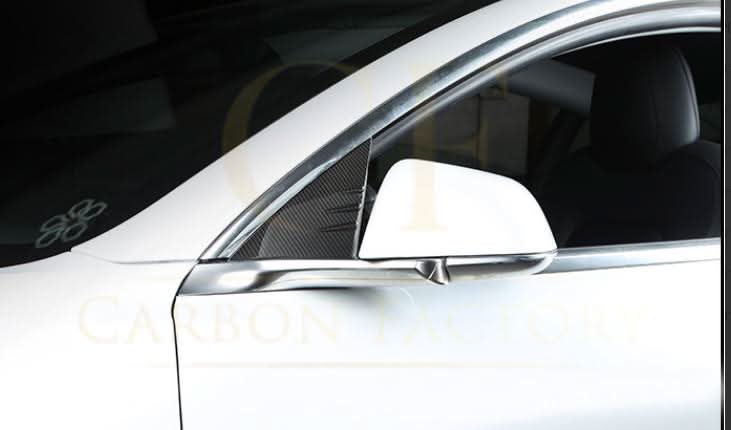 Carbon Fibre A Pillar Window Covers for Tesla Model 3 16-20 - Carbon Factory