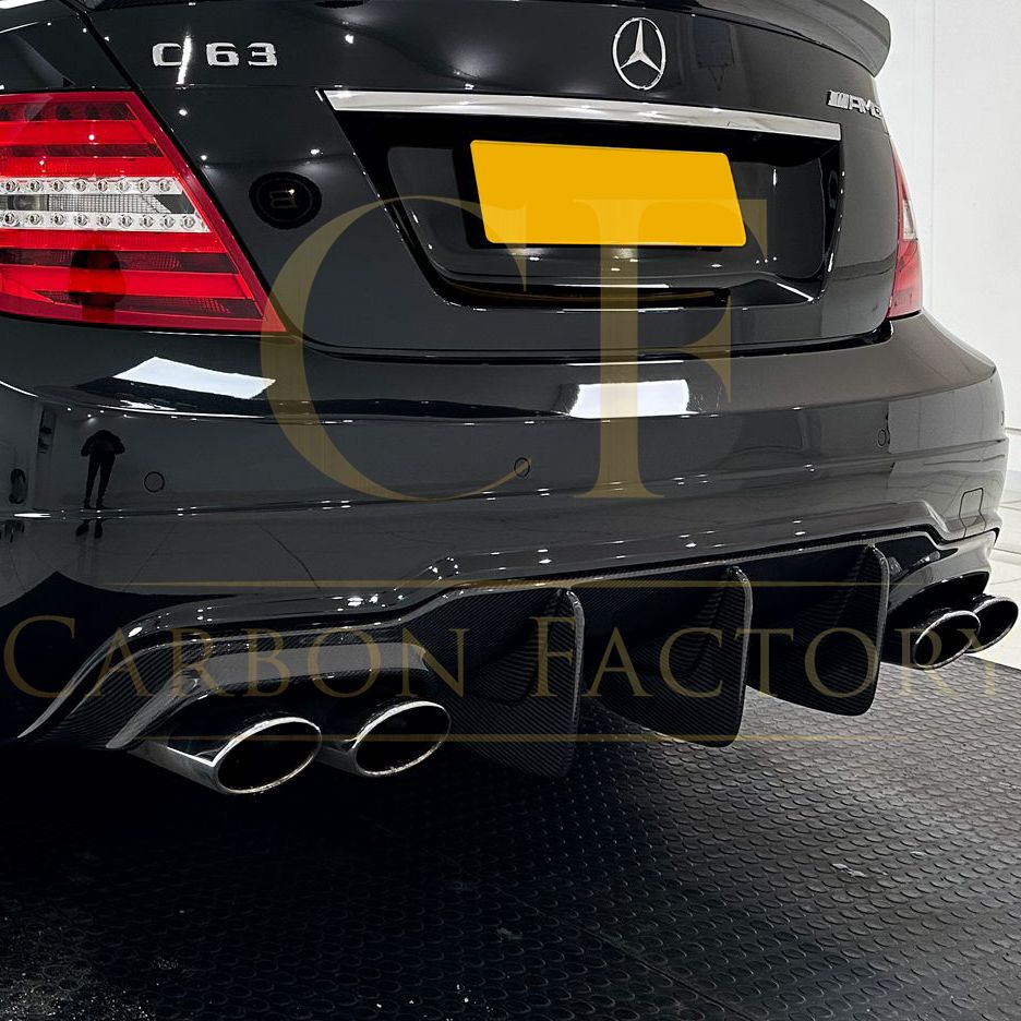 Carbon Fibre Big Fin Rear Diffuser for Mercedes Benz W204 C63 and C Class Facelift 12-14-Carbon Factory