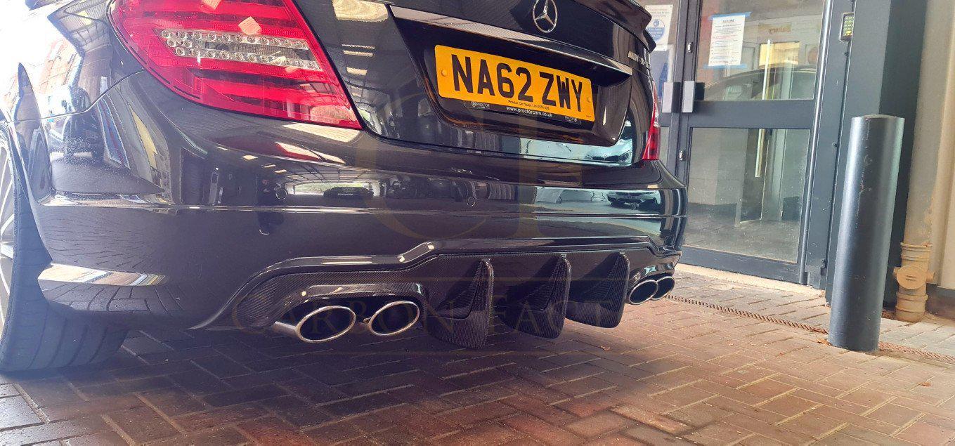Carbon Fibre Big Fin Rear Diffuser for Mercedes Benz W204 C63 and C Class Facelift 12-14-Carbon Factory