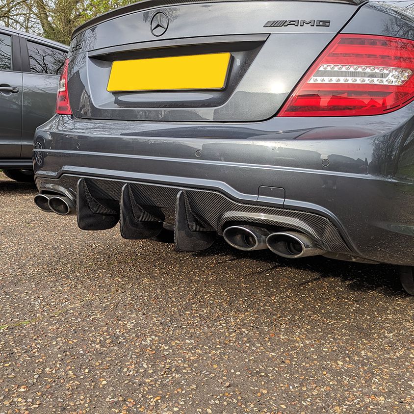 Carbon Fibre Big Fin Rear Diffuser for Mercedes Benz W204 C63 and C Class Facelift 12-14-Carbon Factory