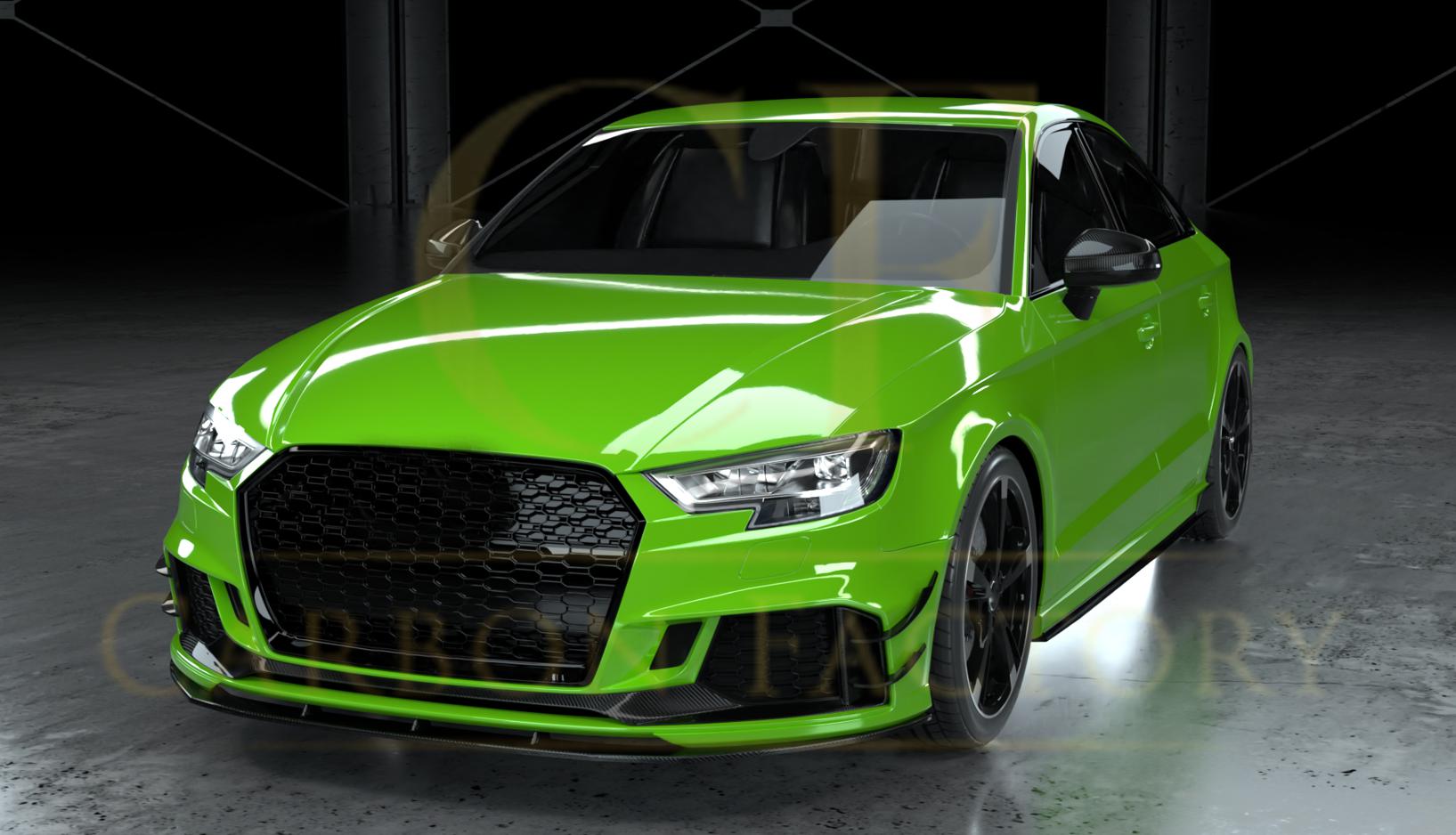 Carbon Fibre Front Bumper Trims for Audi 8V RS3 Saloon 17-20-Carbon Factory