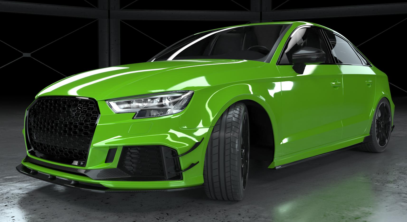 Carbon Fibre Front Bumper Trims for Audi 8V RS3 Saloon 17-20-Carbon Factory