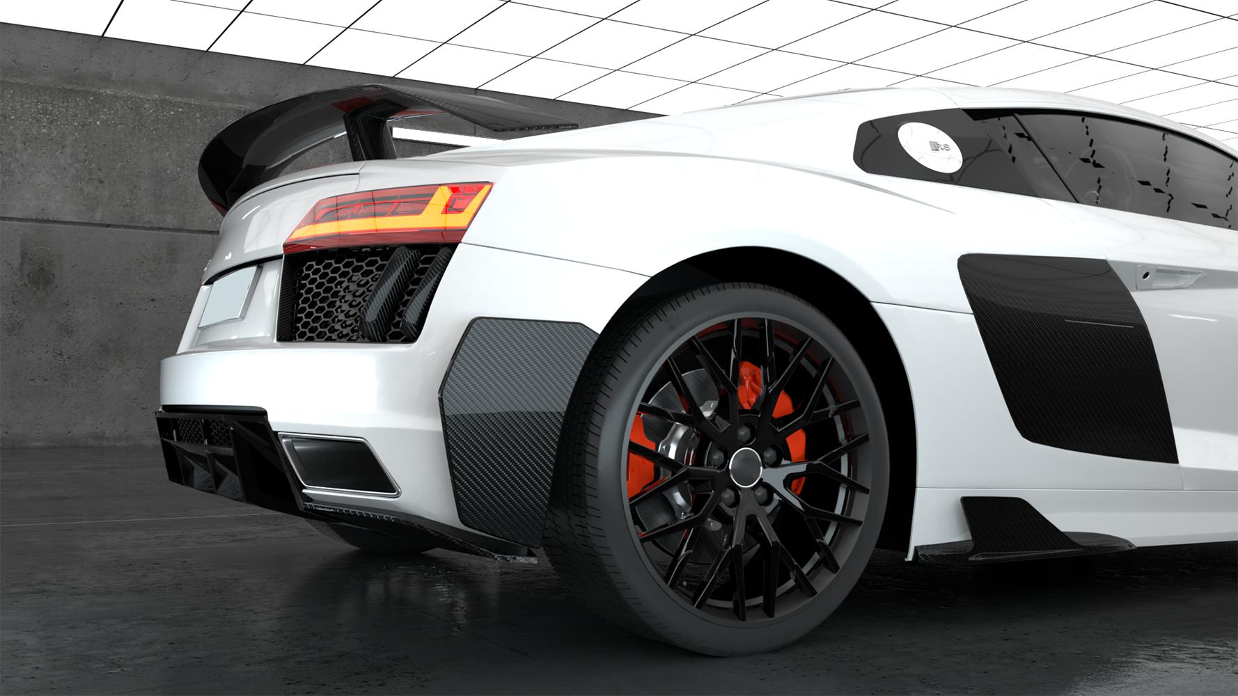 Carbon Fibre Rear Bumper Side Extension for Audi R8 V10 Gen 2 15-19-Carbon Factory
