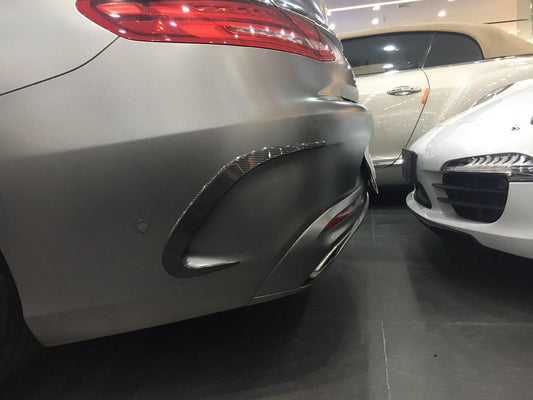 Carbon Fibre Rear Bumper Trims for Mercedes Benz W222 S Class Coupe 14-17-Carbon Factory