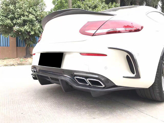 Carbon Fibre Rear Bumper Trims for Mercedes W205 C Class 2 Door Coupe 15-18-Carbon Factory