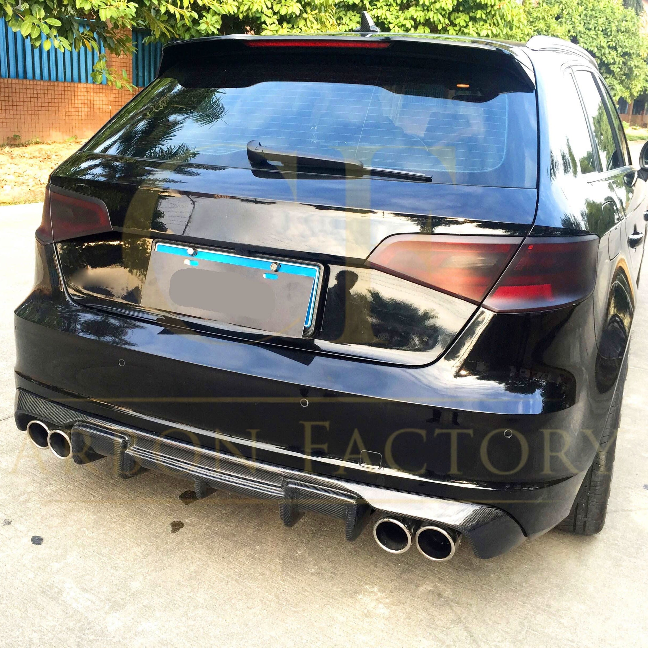 Carbon Fibre Rear Diffuser (Quad Exhaust) for Audi A3 Hatchback S Line & S3 13-15 - Carbon Factory