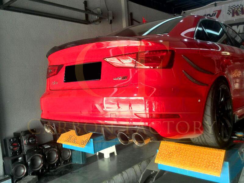 Carbon Fibre Rear Diffuser (Quad Exhaust) for Audi A3 S Line S3 Saloon 13-15-Carbon Factory