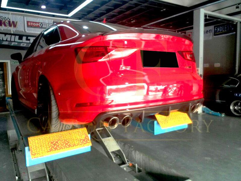 Carbon Fibre Rear Diffuser (Quad Exhaust) for Audi A3 S Line S3 Saloon 13-15-Carbon Factory