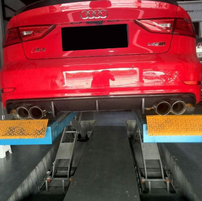 Carbon Fibre Rear Diffuser (Quad Exhaust) for Audi A3 S Line S3 Saloon 13-15 - Carbon Factory
