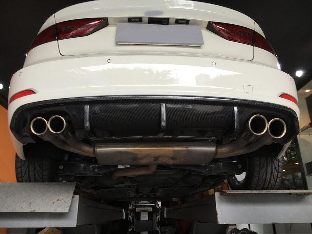 Carbon Fibre Rear Diffuser (Quad Exhaust) for Audi A3 Saloon Non S Line 13-15-Carbon Factory