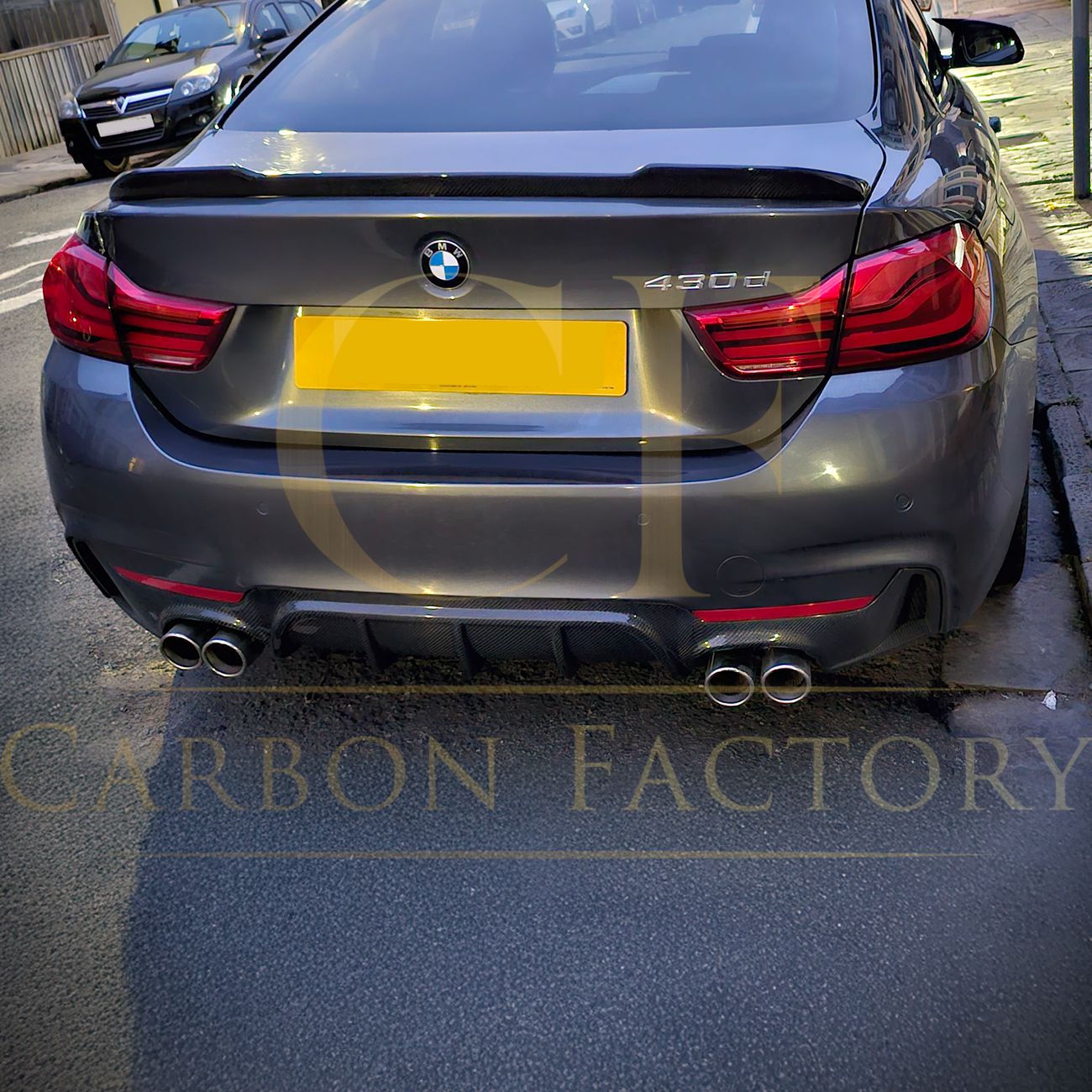 Carbon Fibre Rear Diffuser Quad Exhaust for BMW F32 F33 F36 4 Series 14-20-Carbon Factory