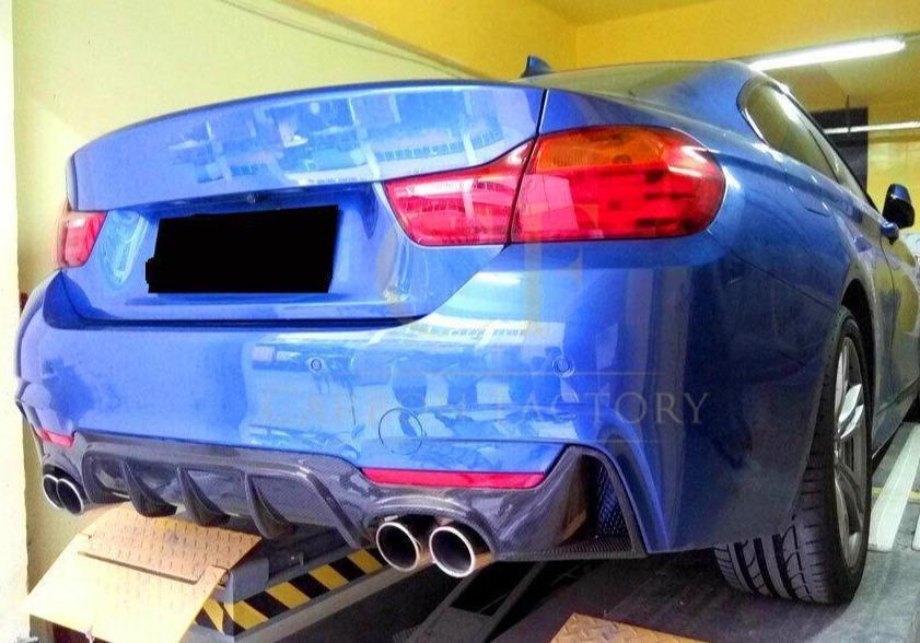 Carbon Fibre Rear Diffuser Quad Exhaust for BMW F32 F33 F36 4 Series 14-20-Carbon Factory