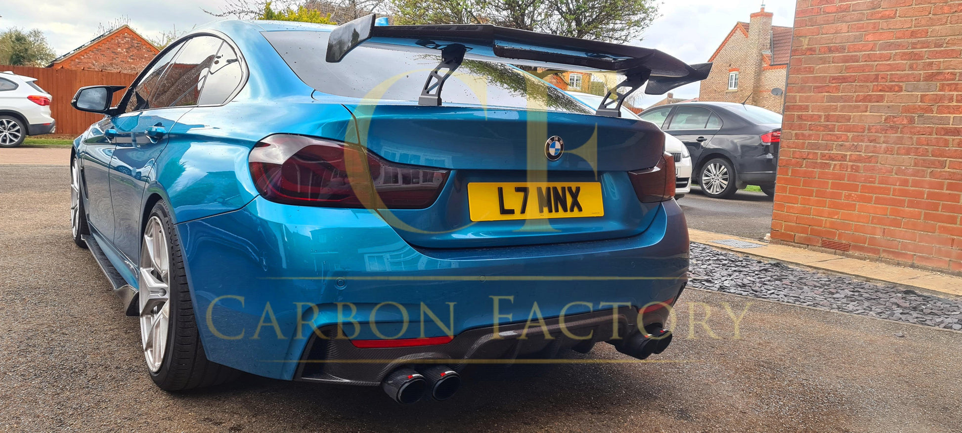 Carbon Fibre Rear Diffuser Quad Exhaust for BMW F32 F33 F36 4 Series 14-20-Carbon Factory