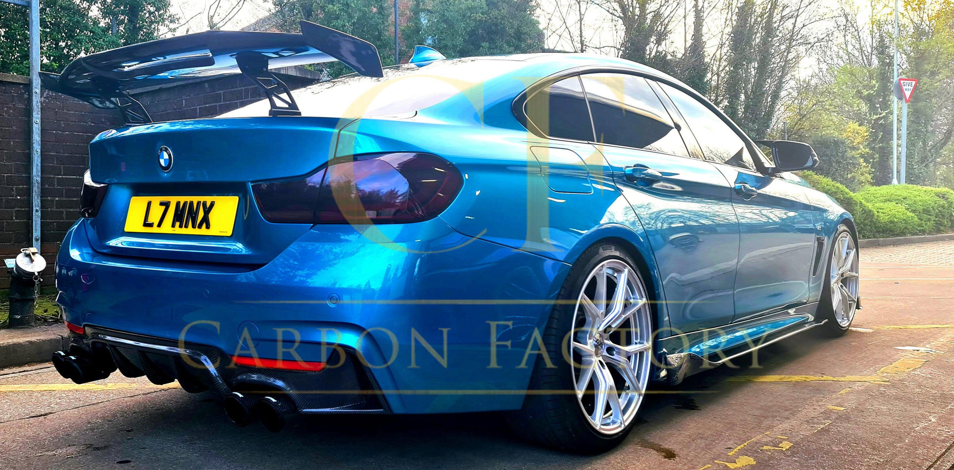 Carbon Fibre Rear Diffuser Quad Exhaust for BMW F32 F33 F36 4 Series 14-20-Carbon Factory