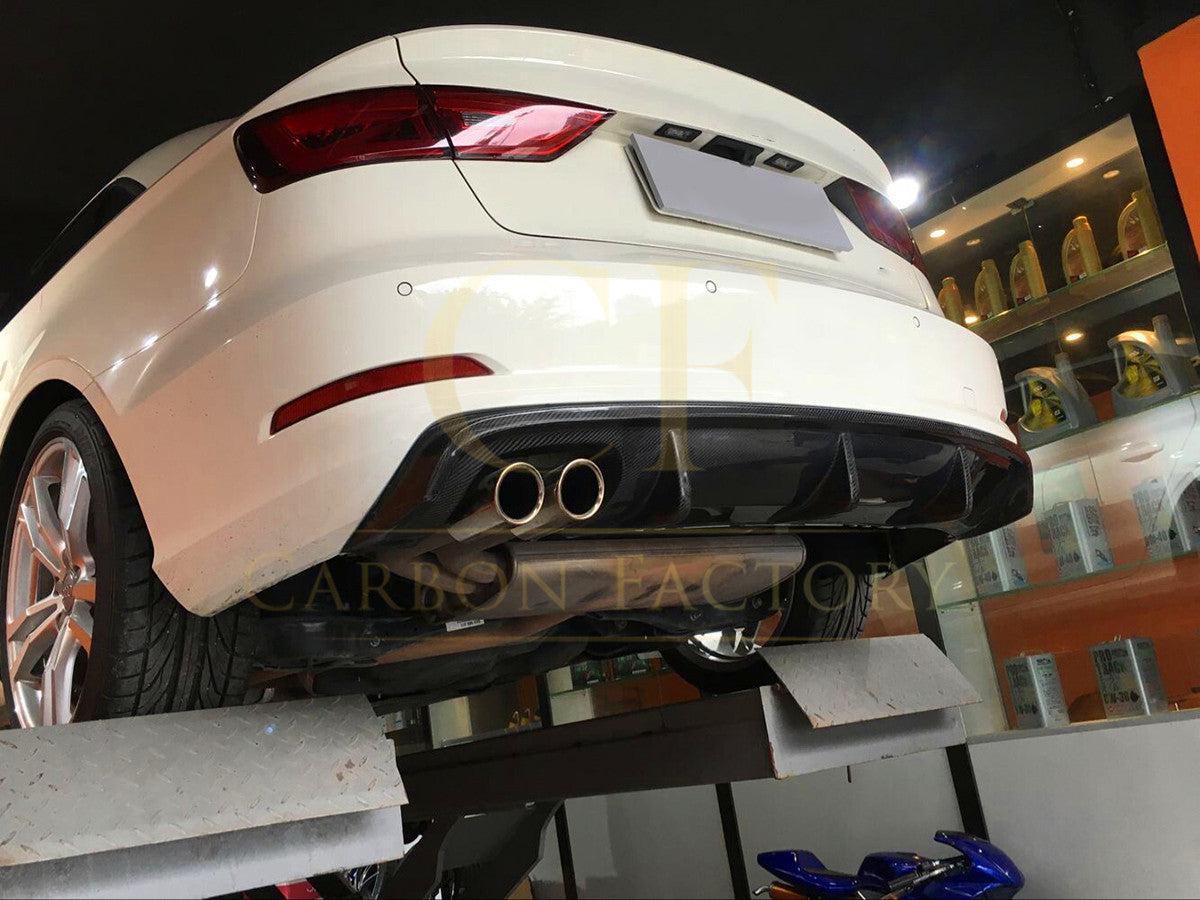 Carbon Fibre Rear Diffuser (Twin Exhaust) for Audi A3 Saloon Non S Line 13-15-Carbon Factory