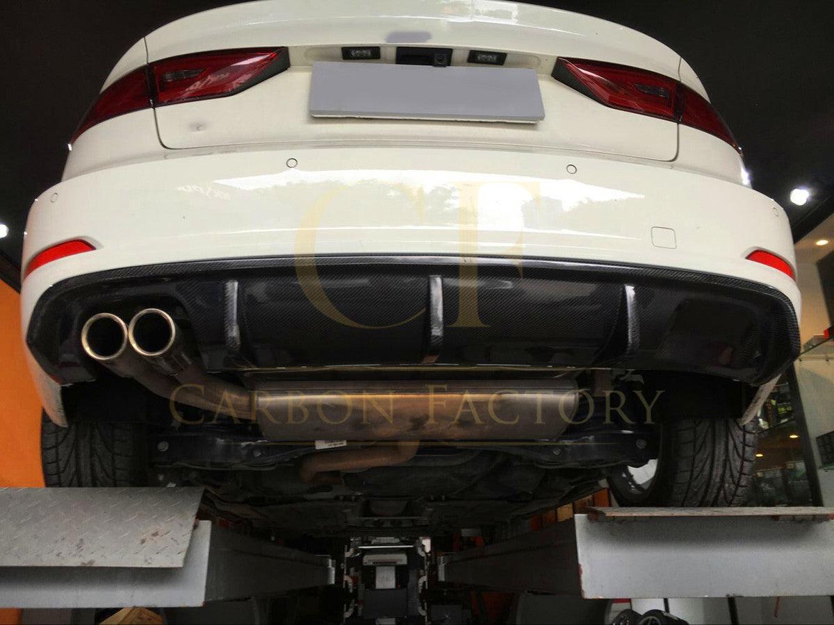 Carbon Fibre Rear Diffuser (Twin Exhaust) for Audi A3 Saloon Non S Line 13-15-Carbon Factory