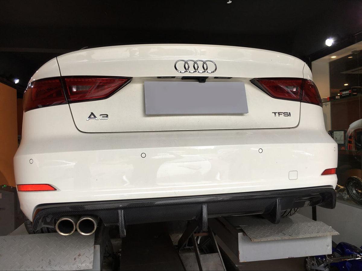 Carbon Fibre Rear Diffuser (Twin Exhaust) for Audi A3 Saloon Non S Line 13-15-Carbon Factory
