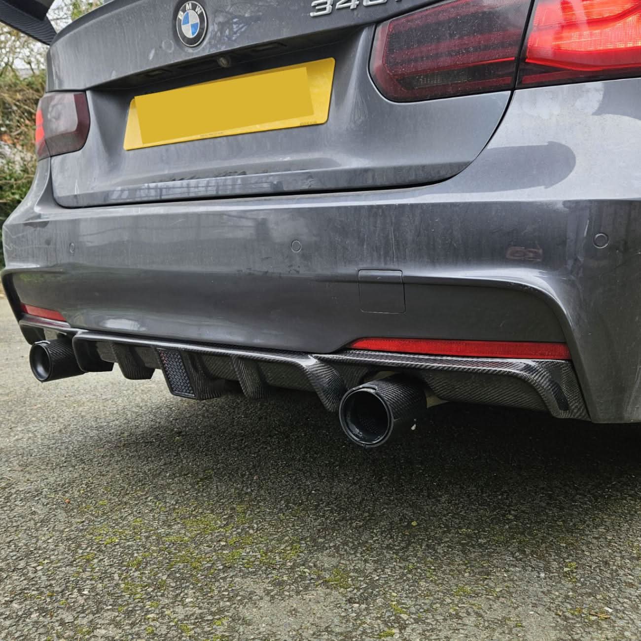Carbon Fibre Rear Diffuser with LED Light Dual Exhaust for BMW F30 F31 3 Series 12-19 - Carbon Factory