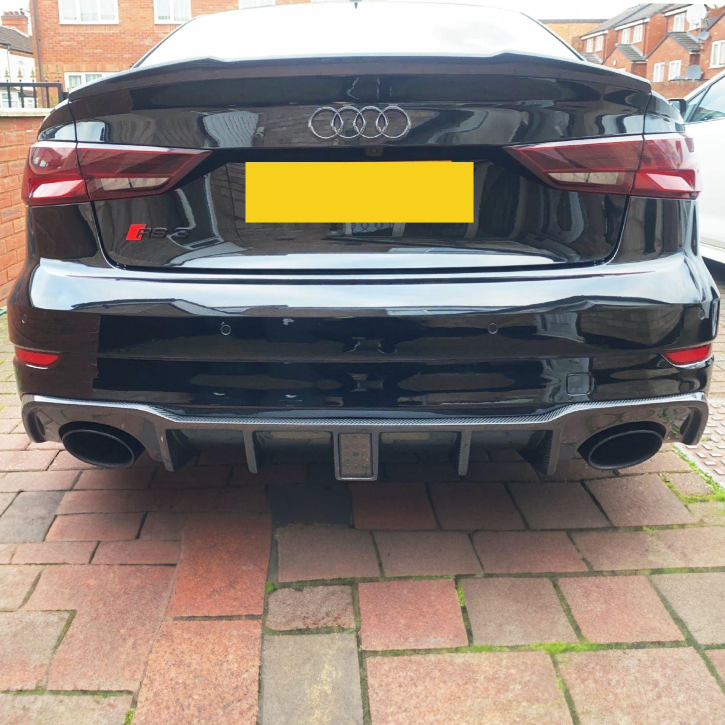 Carbon Fibre Rear Diffuser with LED for Audi 8V RS3 Saloon 17-20-Carbon Factory
