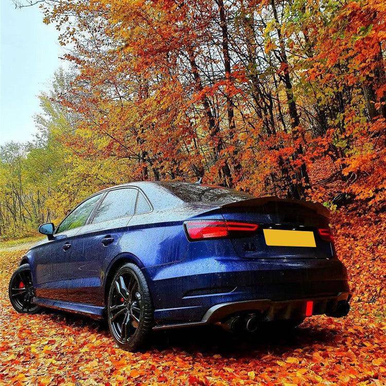 Carbon Fibre Rear Diffuser with LED for Audi 8V RS3 Saloon 17-20-Carbon Factory